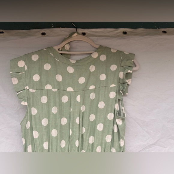 Monteau Green and White Polka Dot Midi Dress - Picture 7 of 8